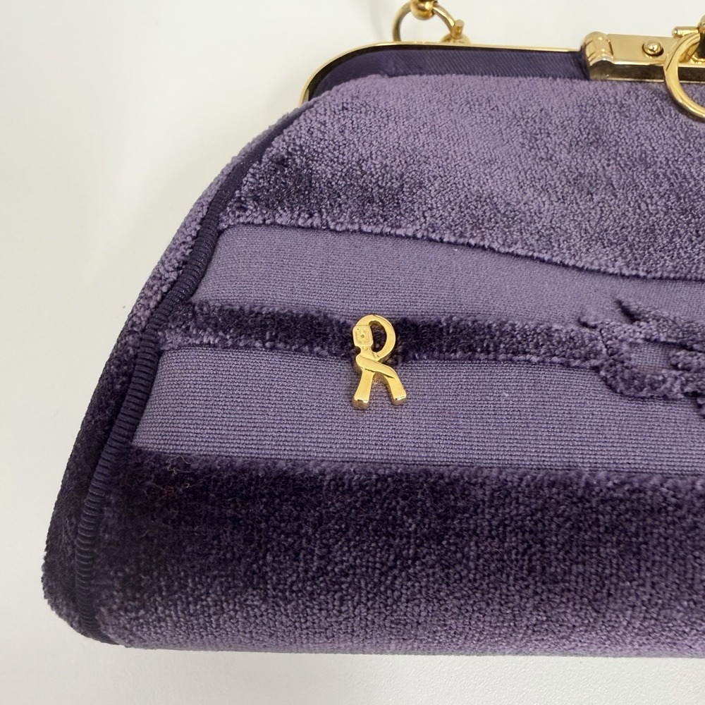 Vintage Roberta di Camerino Bag Purse Purple Velvet Rare Design Color & Style - Picture 10 of 15